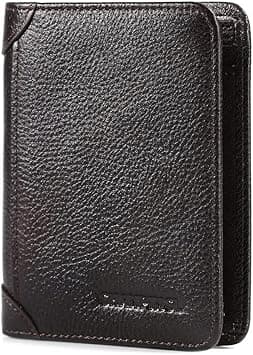 Mens Trifold Leather RFID Blocking Wallet with 2 ID Windows 2 Cash Compartments 6-8 card slots 2-3 inside slots Large Capacity Wallet, Coffee, 4.7 * 3.7 * 0.6 inches, Tri-fold Wallet on Amazon.ae - Price Tracker