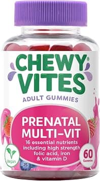 Chewy Vites Women's Prenatal Multivitamin, 60 Multivitamin Gummies, 16 Essential Nutrients with Folic Acid, Iron and Vitamin D, 1 Month Supply, Vegan, Blueberry and Raspberry Flavour on Amazon.ae - Price Tracker