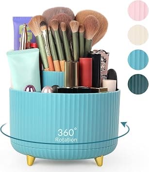 SKYDUE Makeup Organizer, Rotating Pencil Pen Holder for Desk, Dual-Purpose Desktop Organizer for Cosmetics & Pens, Makeup Brush Holder with 5 Slots, Pencil Cup for Office, Home on Amazon.ae - Price Tracker