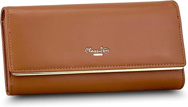 Classic Milano Premium Faux Leather Long Wallet for Women with Snap Closure | Ladies Wallet Card Holder Purse | Slim Women's Wallet for Daily Use, Travel, and Gifting (Brown [JFL-8-(931-2)]) on Amazon.ae - Price Tracker
