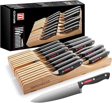 RAXCO 17-Piece Knife Set with Block for Kitchen, Inclued 15 piece Knives Stainless Steel,Drawer knife set on Amazon.ae - Price Tracker