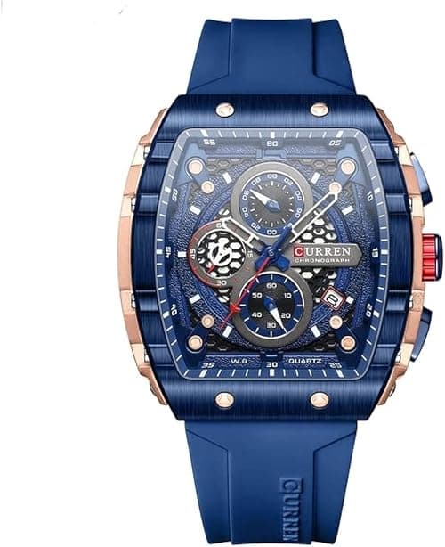 CURREN Men's waterproof chronograph watch with silicone strap, 8442 (Blue) on Amazon.ae - Price Tracker