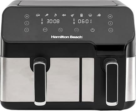 Hamilton Beach Dual Size 8.5L Digital Air Fryer, 5.3L and 3.2L capacity baskets-independently controlled + SYNC Finish Function, 8-in-1 cooking modes, 1700 Watts, AF5232-ME - Best Deal Finder