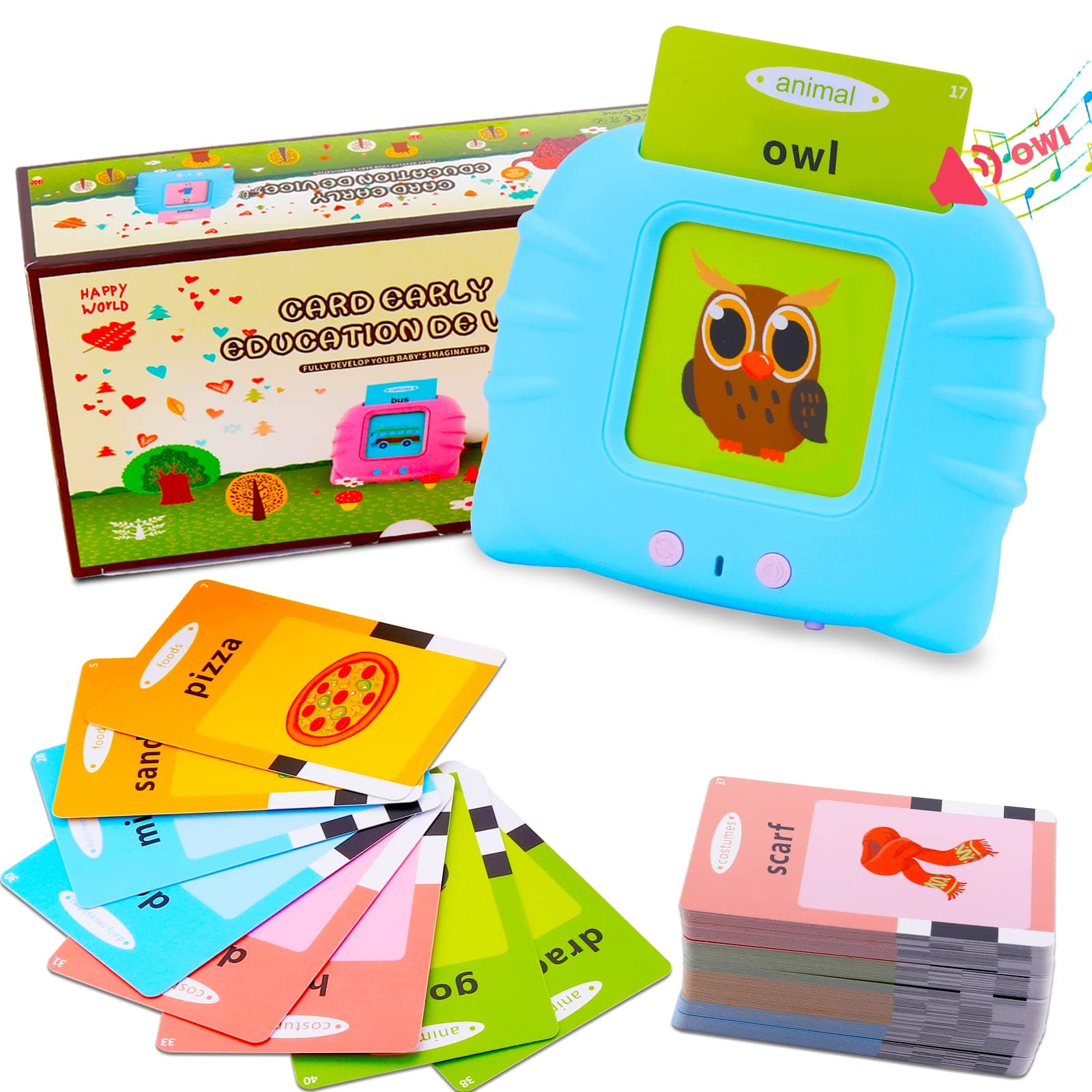 Talking Flash Cards Learning Toys for Toddlers 1-6 Year Old,British English, 224 Words, Audible Educational Toys, Preschool Learning Resource Electronic Interactive Toy Birthday Gifts for Kids-Blue on Amazon.ae - Price Tracker