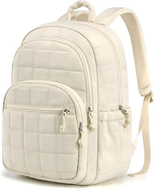 College Laptop Backpack, Water-Resistant Lightweight Travel Daypack with Padded Compartment for Women, Durable Black Bookbag Fits 15.6 Inch Laptop, Multipurpose Stylish School and Work Bag, Beige on Amazon.ae - Price Tracker