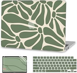 G JGOO Compatible with MacBook Air 13 inch Case 2025 2024 2023 2022 M3 A3113 M2 A2681, Hard Shell for MacBook Air 13.6 inch Case + Keyboard Cover + Screen Protector, Abstract Green Flower - Best Deal Finder