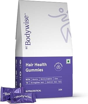Be Bodywise Biotin Hair Gummies for Stronger, Shinier Hair & Nails | 30 Day Pack | With Biotin, Zinc, Folic Acid, Fibre & Multivitamin | Strawberry Flavour | No Added Sugar, Gut Friendly على Amazon.ae - متتبع الأسعار