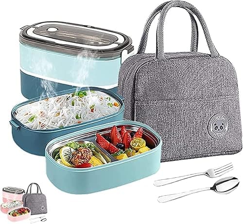 AUTOYSUR Lunch Box 304 Stainless Steel 1400ml with Spoon Thermal Insulation 3 Compartments for Adults, Bento Box with Bag for Office & School BPA Free Blue على Amazon.ae - متتبع الأسعار