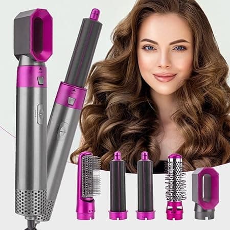 5-in-1 Hot Air Hair Dryer & Styler Tool Set – Multifunctional//Hair Dryer, Curler, Straightener, Volumizer & Smoother with Interchangeable- Attachments for All Hair Types on Amazon.ae - Price Tracker
