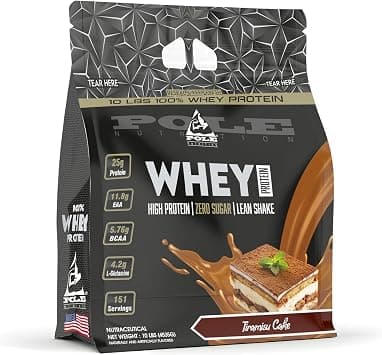Pole Nutrition Whey Protein | Lean Muscle Shake | High Protein, Zero Sugar | (4535g) | Suppor Recovery & Muscle Growth (10 Lbs, TIRAMISU CAKE) on Amazon - Best Deal Finder