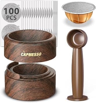 Reusable Vertuo Pod Refill Kit for Nespresso: Reusable Vertuo Capsule for Nespresso/Coffee Pods Vertuoline with 100 Aluminum Foil Lids for Any Size of Vertuo Plus Espresso Pod- Wood Grain Holder on Amazon.ae - Price Tracker