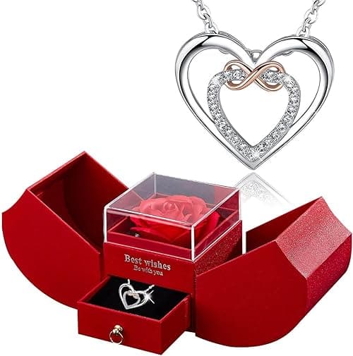 REVHQ Preserved Red Rose with I Love You Necklace -Valentines Day Gifts for Her Forever Red Rose Gifts for Girlfriend Mom Grandma Birthday Mothers Day for Women-Red on Amazon.ae - Price Tracker