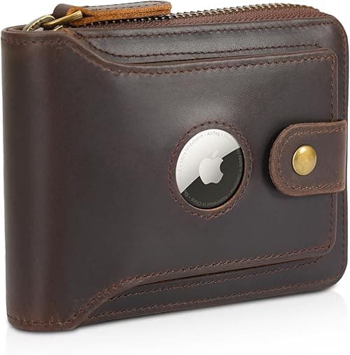 Polare Leather Wallet for Men Bifold RFID Blocking Cash Credit Card Case with Air Tag Slot and YKK Zip Coin Pocket on Amazon.ae - Price Tracker