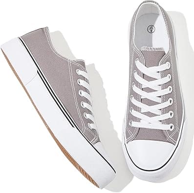 Adokoo Canvas Tennis Shoes for Women Low Top Casual White Black Sneakers for Women Lace Up Fashion Comfortable Walking Shoes على Amazon.ae - متتبع الأسعار