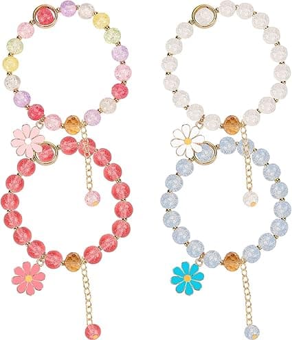 MAKINGTEC 4PCS Kawaii Bracelets Crystal Beads Bracelet Cute Elastic Beaded Bracelets Pearl Bracelets Aesthetic Attraction Relationship Friendship Jewelry Gift for Girls Women Valentine's Day Gift on Amazon.ae - Price Tracker