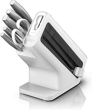 Ninja StaySharp Knife Set, Stainless Steel 6-Piece Knife Set with Integrated Sharpener, Chef knife, Slicing knife, Bread knife, Utility knife, Paring knife and Kitchen Scissors, White, K62006EUWH on Amazon.ae - Price Tracker