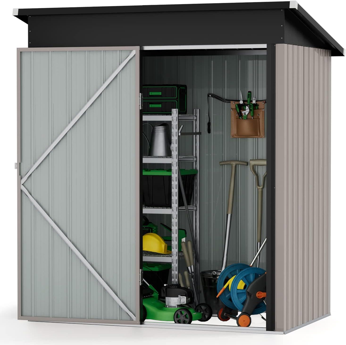 Anovara Outdoor Storage Shed Garden Metal Shed 155(L) X 87(W) X 180(H) cm 2300L Shed with Lockable Door for Storage Garden Tools, Bicycles, Patio Cushions (5x3 FT) on Amazon.ae - Price Tracker