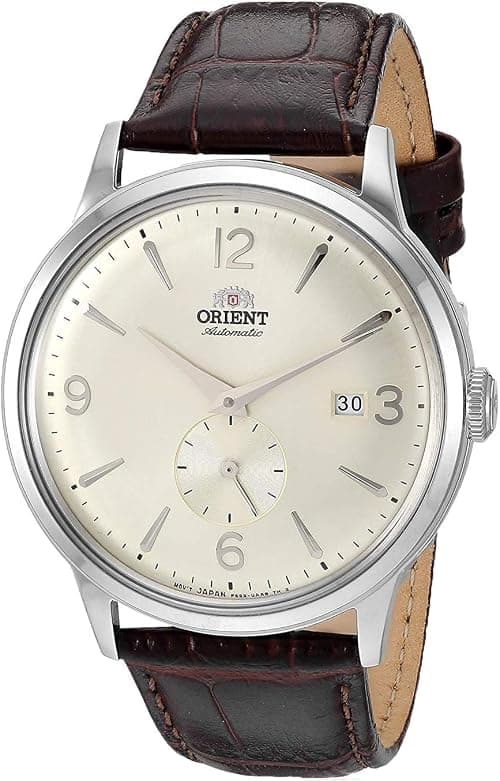 Orient Men's "Bambino Small Seconds" Japanese-Automatic Watch with Leather Strap, 21 mm على Amazon.ae - متتبع الأسعار