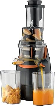 KENWOOD Slow Juicer Cold Press 200W Juice Extractor with 65mm Wide Feed Tube, 1 Speed + Reverse, Jug, Pulp Container, Anti Drip, Cleaning Brush, Food Pusher/Tamper JMP65.000GO Grey/Orange على Amazon.ae - متتبع الأسعار