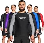 Elite Sports Men's Jiu Jitsu BJJ Rash Guard, Long Full Sleeve Compression Shirt for Sports Nogi Training, IBJJF Rank Color - Best Deal Finder