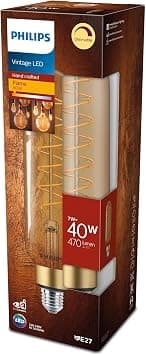 Philips LED Light Giant T65 Flame Gold T-Shape Light Bulb [E27 Edison Screw] 7W-40W Equivalent, Warm White (1800K), Dimmable - متتبع أسعار Amazon.sa