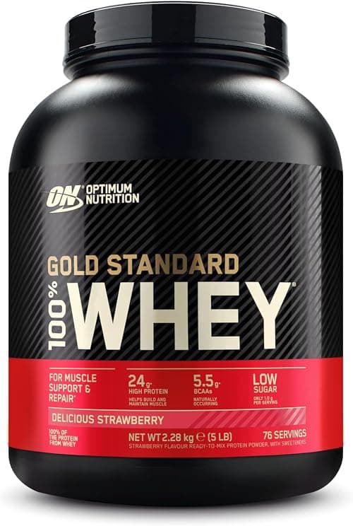 Optimum Nutrition, Gold Standard, 100% Whey, Delicious Strawberry, 5 lbs (2.27 kg) on Amazon - Best Deal Finder