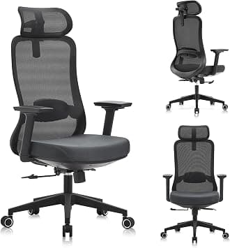 VOFFOV Office Chair, Ergonomic Chair with Lumbar Support, Adjustable Height & Reclining Function,Breathable Mesh Executive 360° Swivel Chair,Black on Amazon.ae - Price Tracker