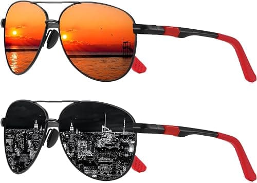Sun Glas for Men Womens Polarized Pilot Sunglasses UV400 Protection Unbreakable Metal Frame for Driving,Fishing,Running Night Vision Glasses on Amazon - Best Deal Finder