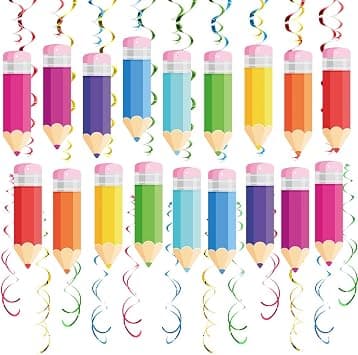 Back to School Party Swirls Decorations, First Day of School Crayon Hanging Swirls Decorations, Welcome Back to School Pencil Hanging Decor Supplies for Classroom على Amazon.ae - متتبع الأسعار