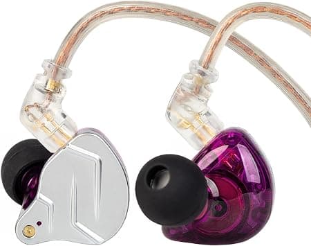 KZ ZSN Pro in Ear Monitor, Gaming Earbuds New 1DD 1BA Drivers Hybrid in Ear IEM Earphones Noise Cancelling Wired Earbuds Balanced Armature Dynamic Driver Hybrid Wired Headphones (Purple with Mic) - متتبع أسعار Amazon.sa