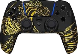 Custom Wireless Controller Compatible with PS5 - Multiple Designs Available (Golden Waves) - متتبع أسعار Amazon.sa