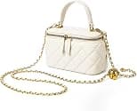 DORIS&JACKY Small Quilted Box Crossbody Purse For Women Designer Leather Mini Top Handle Pouch Bag With Metal Chain Strap - Best Deal Finder