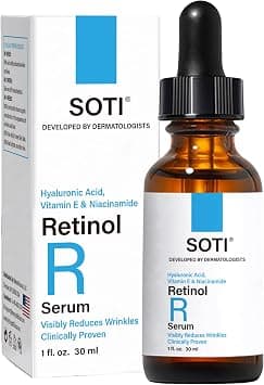 Retinol Face Serum, Reduces Wrinkles, Age Spots, Post-Acne Marks. Stimulates Collagen, Firm Skin, Anti Aging with Hyaluronic Acid, Niacinamide (30ml) Soti على Amazon.ae - متتبع الأسعار