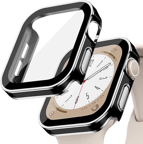 EIHAIHIS Hard PC Waterproof Case Compatible for Apple Watch Case 45mm, Built-in Tempered Glass Screen Protector, HD Full Cover Protective Bumper for iWatch Series 8 7, Black & Sliver on Amazon.ae - Price Tracker