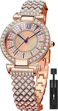 Ladies Watches, Rose Gold Quartz Female Watches for Women Waterproof Stainless Steel Casual Dress Lady Wrist Watches, Luxury Style, Roman Scale Dial on Amazon.ae - Price Tracker