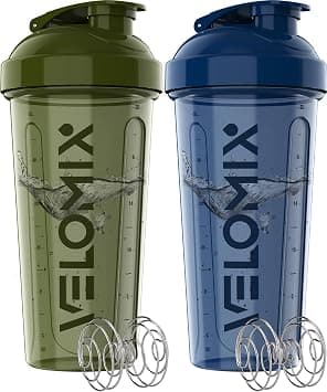 VELOMIX -3 PACK- 28 oz Protein Shaker Bottle for Protein Mixes - 3x Wire Whisk | Leak Proof Shaker Cups for Protein Shakes | Stackable Protein Shaker Bottle Pack (A2) Soft Blue/Green on Amazon.ae - Price Tracker