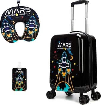 Kid's Luggage Set 2 Piece Suitcase Set 16" Hardside Luggage with Spinner Wheels Girls Boys Carry on Luggage Airline Approved, 1 Rocket, Medium, Rocket on Amazon.ae - Price Tracker