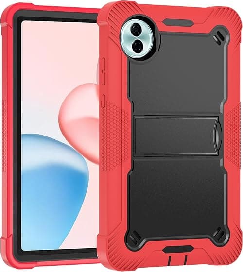 Gruattreay Compatible with Honor Pad 10 Case 12.1 inch 2025 Tablet, Kids-Friendly 3 in 1 Hybrid Shockproof Silicone Gel Protective Tablet Cover Built In Stand (Red Black) على Amazon.ae - متتبع الأسعار