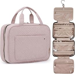 BAGSMART Toiletry Bag Travel Bag with Hanging Hook, Water-resistant Makeup Cosmetic Bag Travel Organizer for Accessories, Shampoo, Full Sized Container, Toiletries - Best Deal Finder