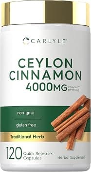 Carlyle Ceylon Cinnamon Capsules 4000 mg | 120 Count | Non-GMO & Gluten Free Supplement على Amazon.ae - متتبع الأسعار