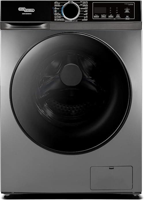 Super General 12Kg Front Load Washing Machine SGW12500INVS, Inverter Motor, 1400 RPM, 15 Programs, Fully Automatic, Steam Function, Baby Care, Silver, 59.5x59.5x85cm (WxDxH), 10-Year Inverter Warranty on Amazon.ae - Price Tracker