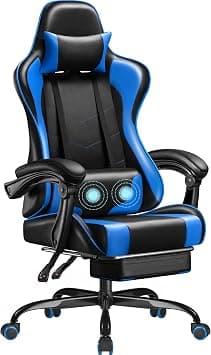 Homall Gaming Chair, Video Game Chair with Footrest and Massage Lumbar Support, Ergonomic Computer Chair Height Adjustable with Swivel Seat and Headrest (Blue) على Amazon.ae - متتبع الأسعار