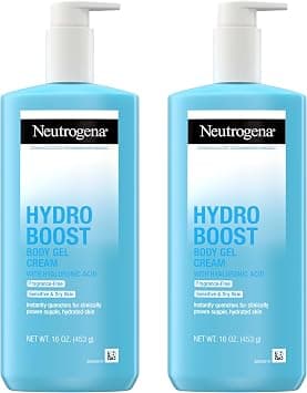 Neutrogena Hydro Boost Body Gel Cream Moisturizer with Hyaluronic Acid, Hydrating Lotion For Sensitive Skin, Fragrance Free, Twin Pack, 2 x 16 oz - دليلك لأفضل العروض