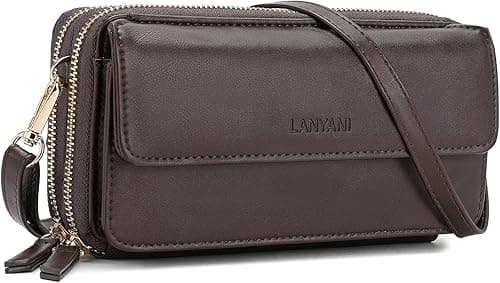 Lanyani RFID Crossbody Wallet Wristlet Purse with Phone Pocket For Women Vegan Leather on Amazon.ae - Price Tracker