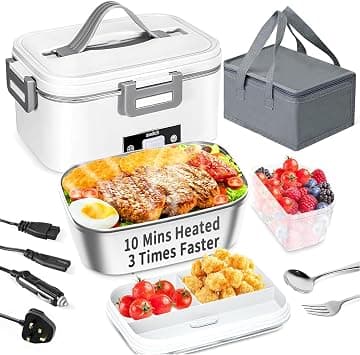 Angju Electric Lunch Box for Adults,80W Faster Food Warmer Portable Food Heater for Work Travle,1.8L Leakproof Self Heating Lunch Box Container with Lid,Quick Heated Lunch Box for Car Office Home on Amazon.ae - Price Tracker