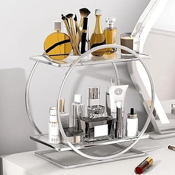 Perfume Organizer for Bedroom Dresser, Sliver Makeup Organizers for Vanity, 2 Tier Bathroom Countertop Organizer, Perfume Tray Skincare Storage, Cosmetic Display Rack, for Dresser Vanity Tray on Amazon.ae - Price Tracker