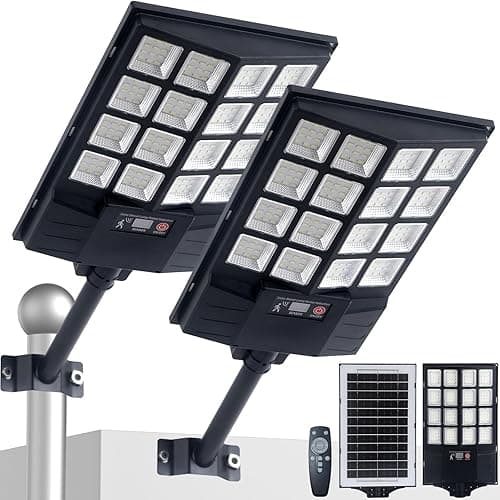 Solar Street Lights Outdoor, 8500K Solar Powered Driveway Light, LED Flood Motion Sensor Dusk Dawn Illumination Waterproof Mount Security Lights for Parking Lot, Backyard, Garage, Path (2Pieces) on Amazon.ae - Price Tracker