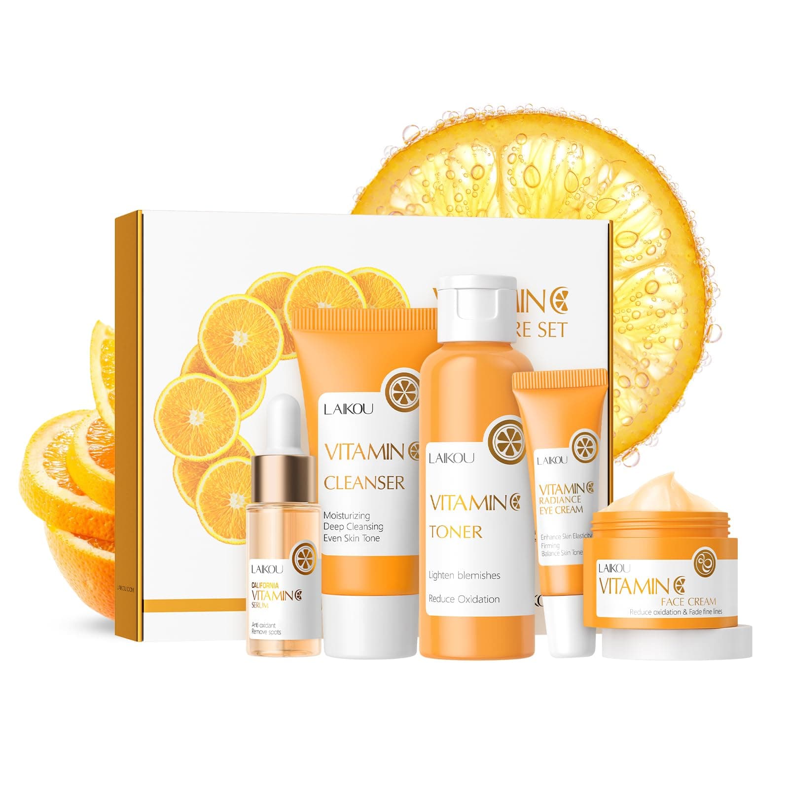 LAIKOU Vitamin C Skin Care Set, 5 Pcs Skincare Kit for Women, with Vitamin C Serum for Face Toner Eye Cream Face Cream Cleanser, Skin Care Gift Set for Women Teenage Girls Mom Daughter on Amazon.ae - Price Tracker