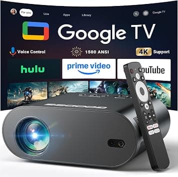 [Google TV/Voice Control]GooDee 4K UHD Smart Projector with WiFi and Bluetooth, Portable Movie Projector Applicable to Prime Video,YouTube Built-in, Dolby Sound Home Theater for Indoor/Outdoor على Amazon.ae - متتبع الأسعار