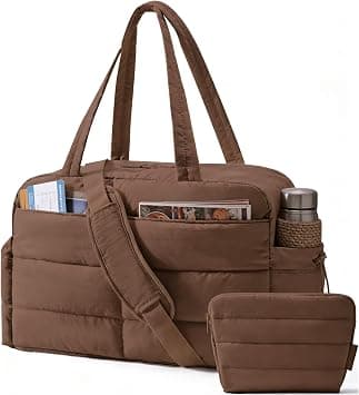 BAGSMART Gym Bag for Women, 2-PC Puffer Travel Duffle Bag Carry On Tote Bag on Amazon.ae - Price Tracker
